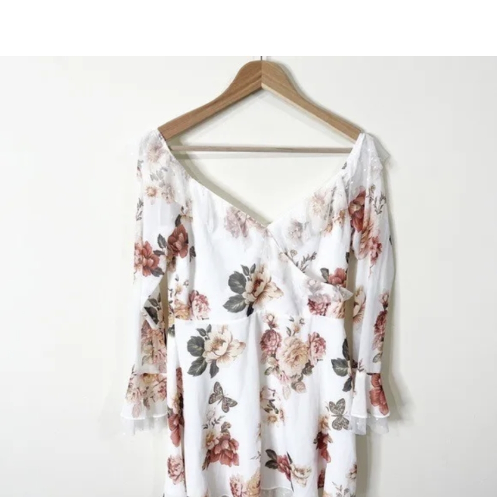 Majorelle Revolve Floral white zinnia ruffle mesh dress - Pristine condition - Picture 4 of 4